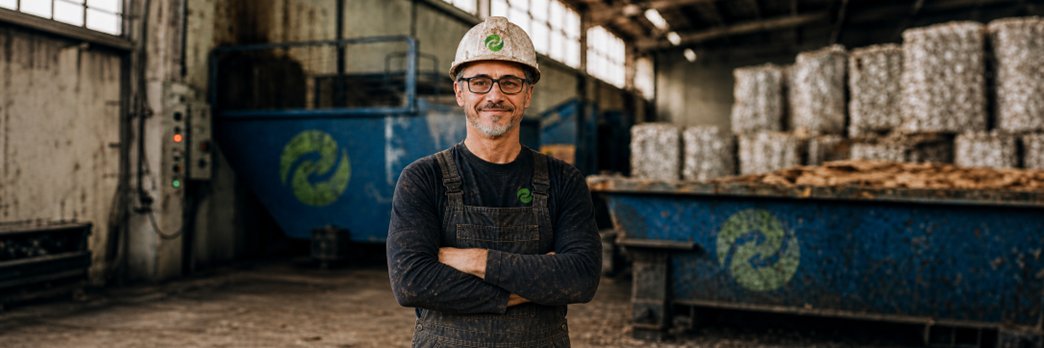 GreenCycle Environmental worker at a recycling processing facility